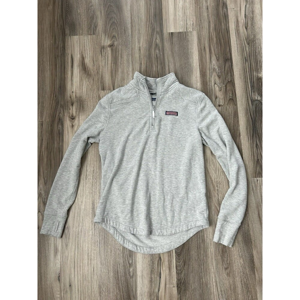 Vineyard Vines The Shep Shirt 1/2 Zip Pullover Light Grey Women Medium Preppy